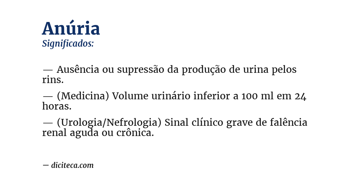 Significado de anúria