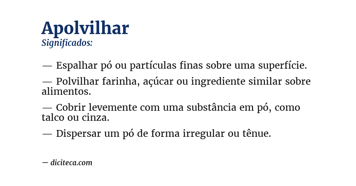 Significado de apolvilhar