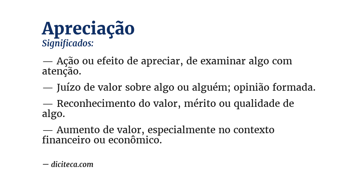Significado de apreciação