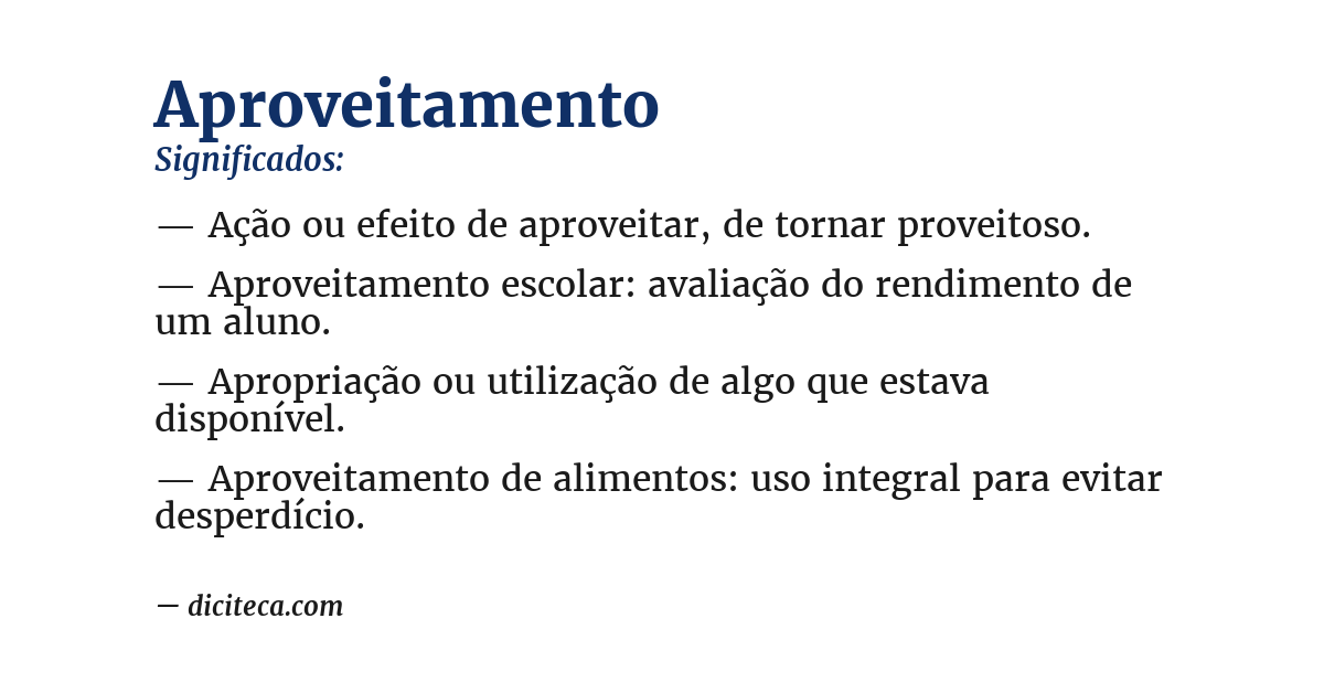 Significado de aproveitamento