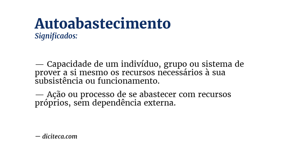 Significado de autoabastecimento
