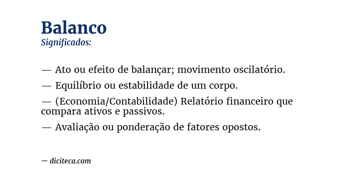 Significado de balanco