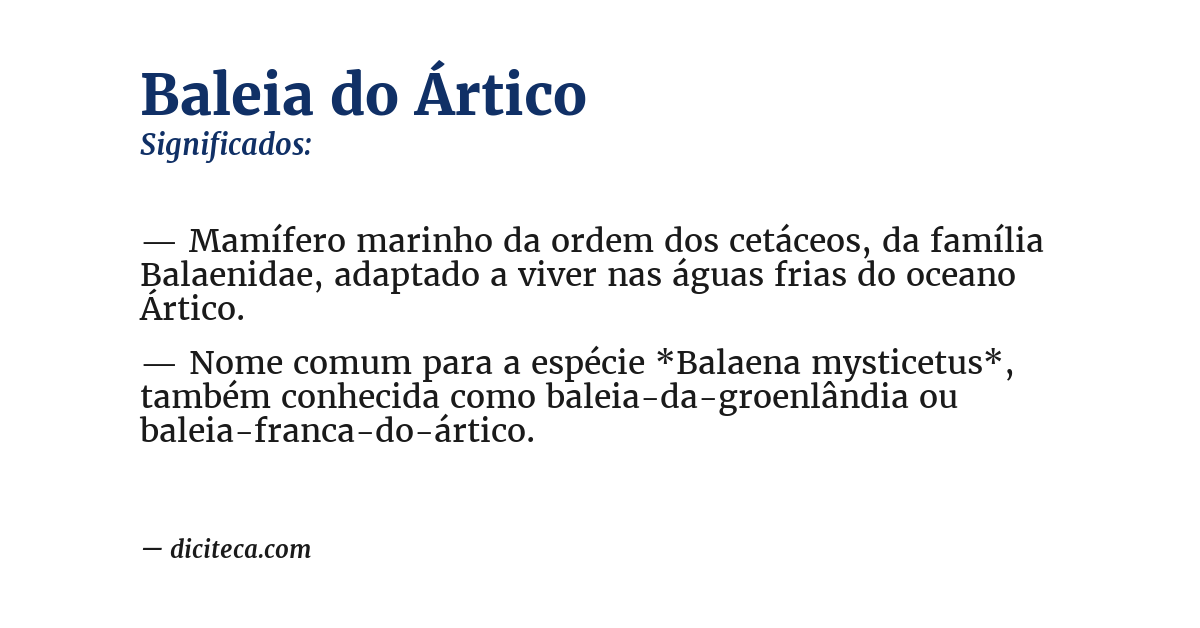 Significado de baleia do ártico