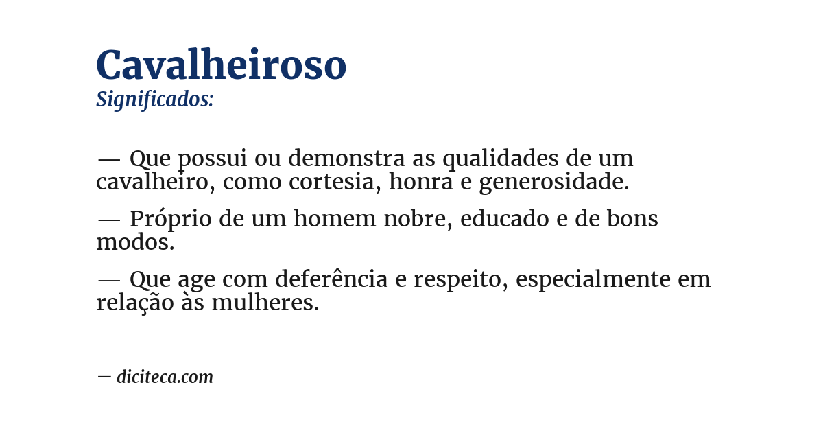 Significado de cavalheiroso