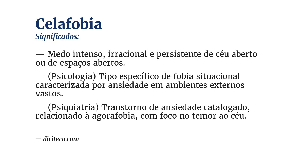 Significado de celafobia
