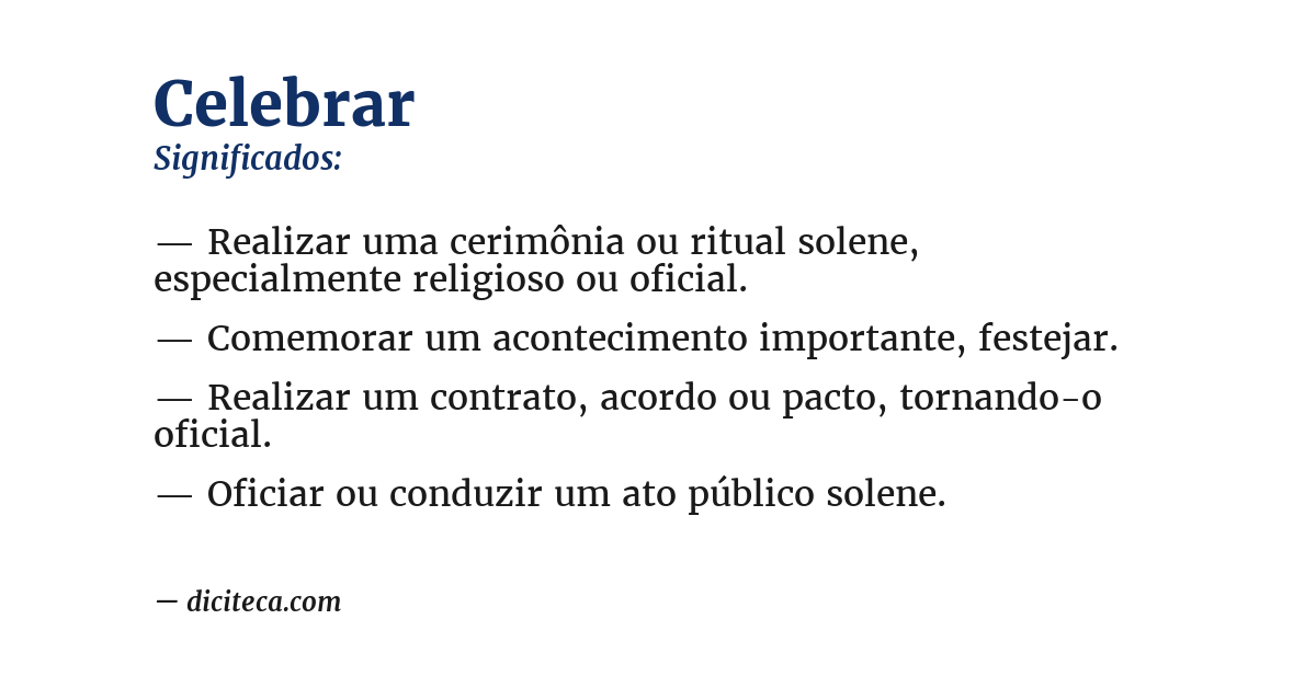 Significado de celebrar