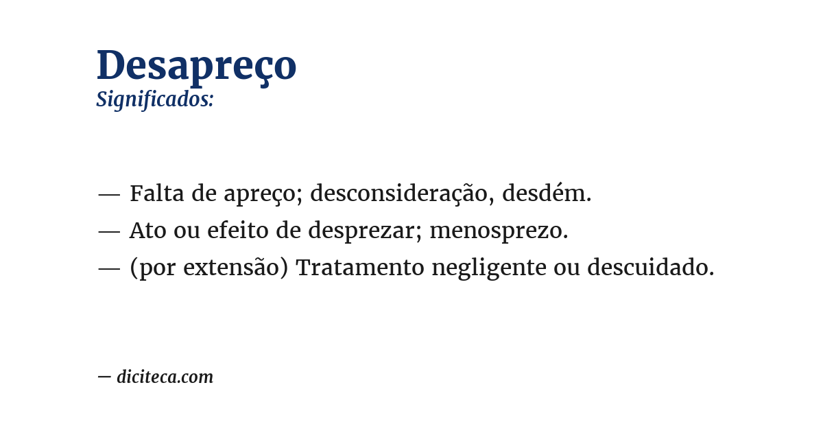 Significado de desapreço