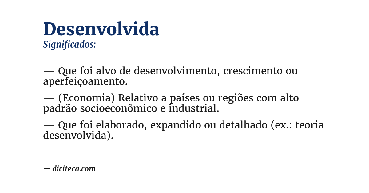Significado de desenvolvida