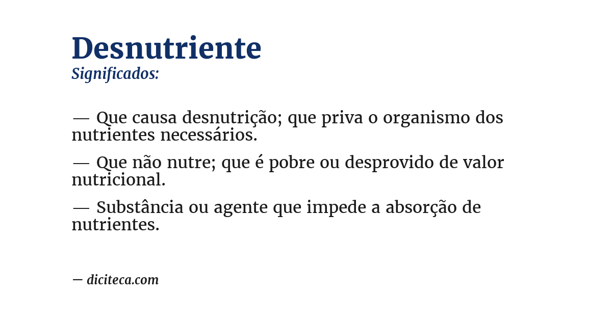 Significado de desnutriente