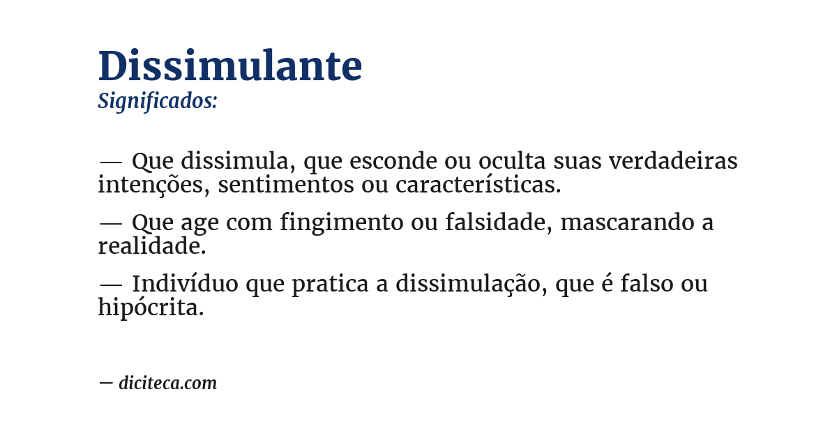 Significado de dissimulante