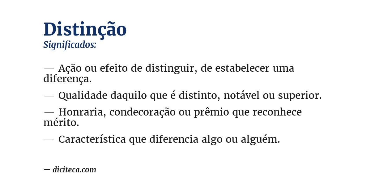 Significado de distinção