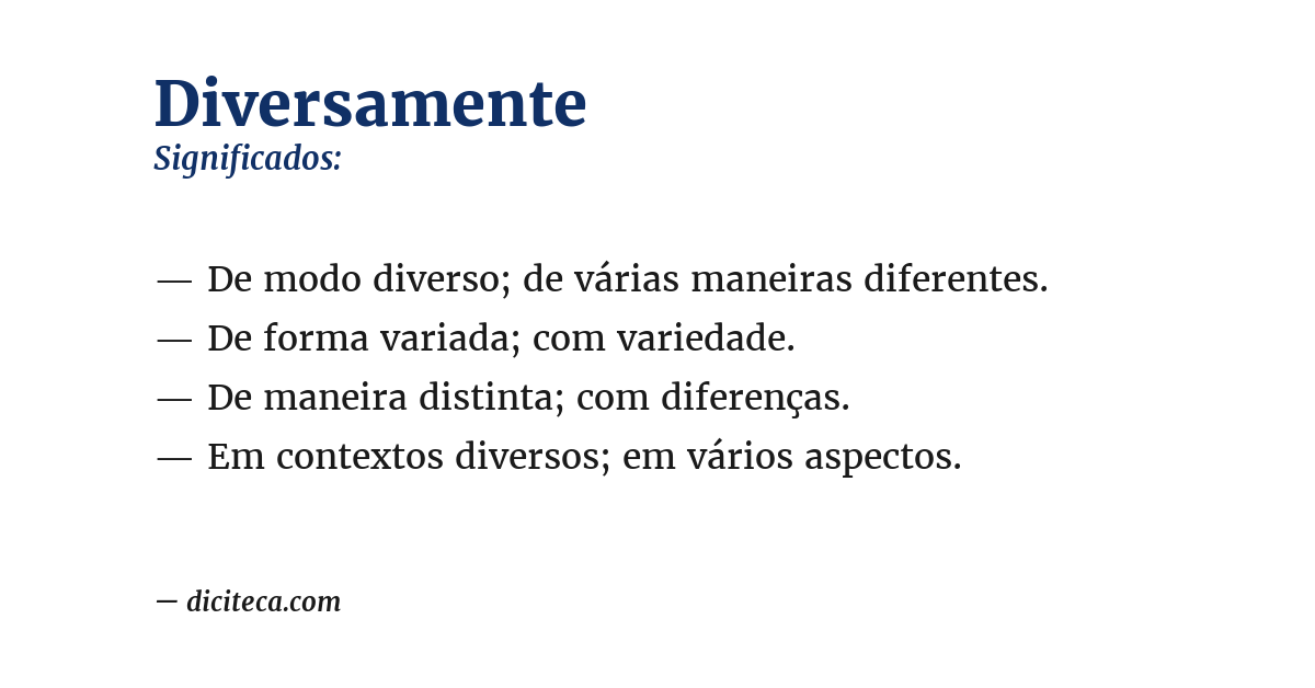 Significado de diversamente