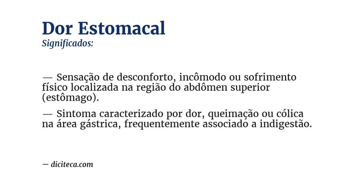 Significado de dor estomacal