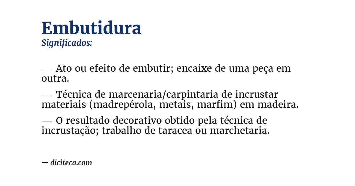Significado de embutidura