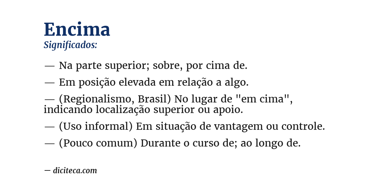 Significado de encima