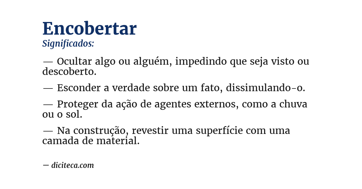 Significado de encobertar
