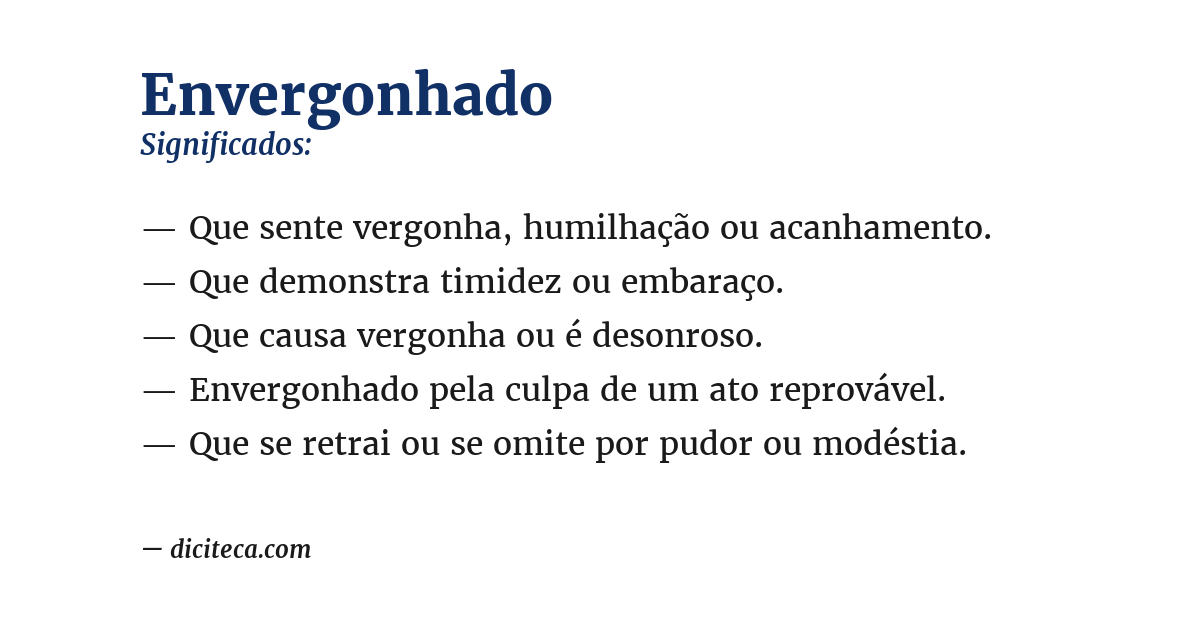Significado de envergonhado