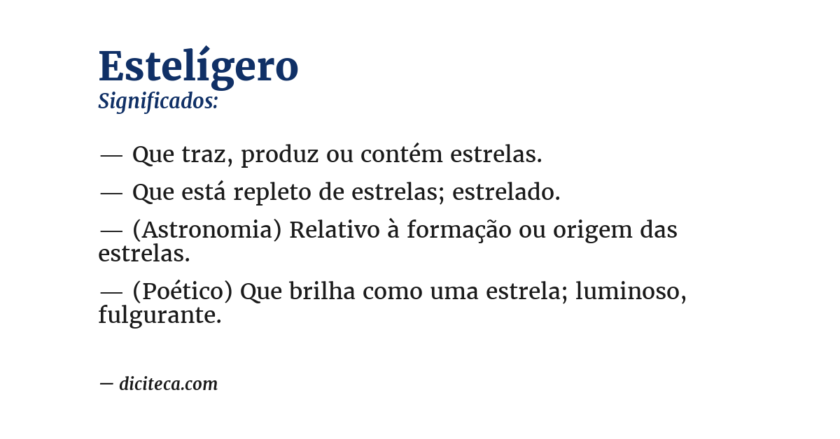 Significado de estelígero
