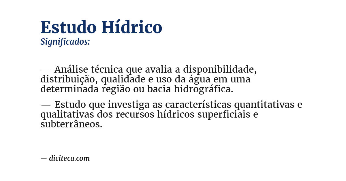 Significado de estudo hídrico