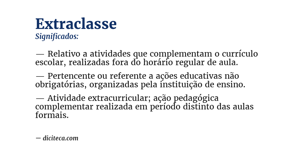 Significado de extraclasse