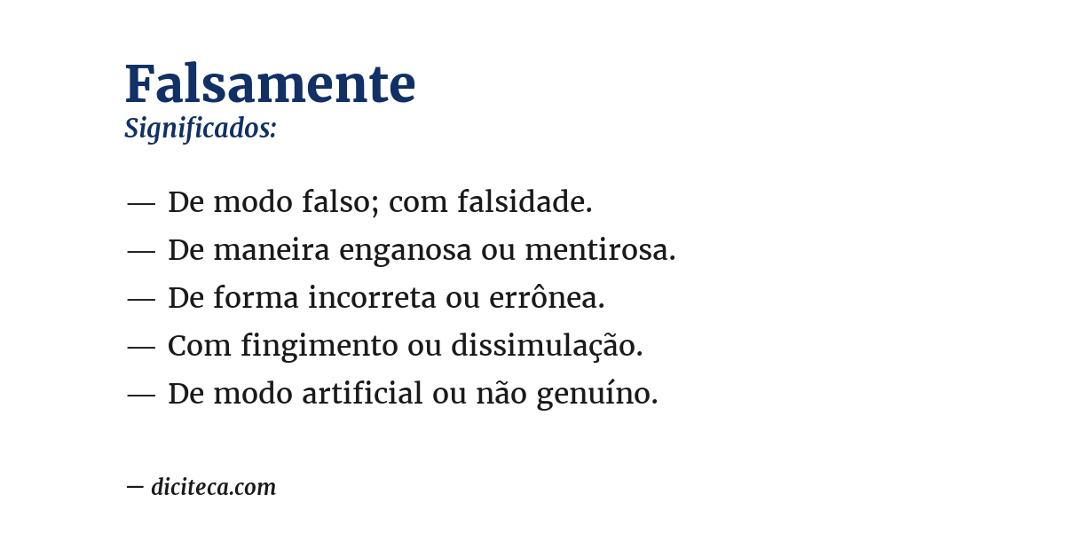 Significado de falsamente
