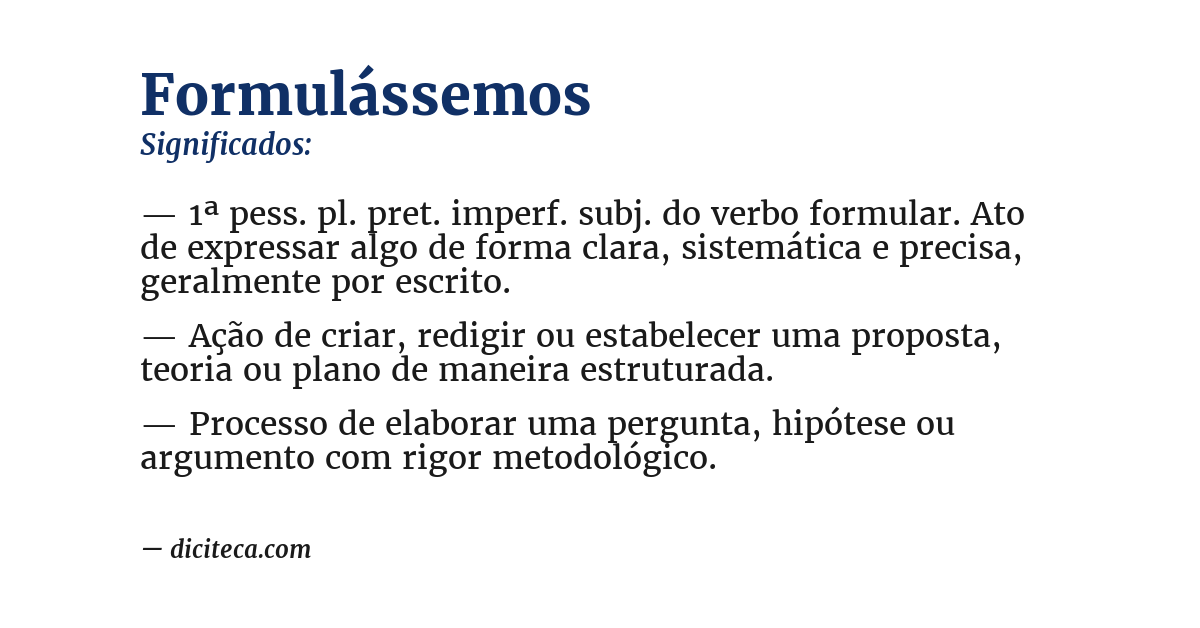 Significado de formulássemos