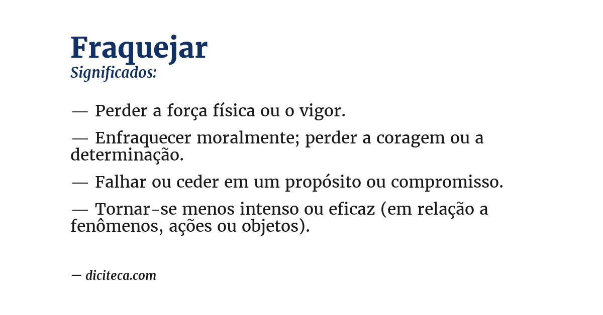 Significado de fraquejar