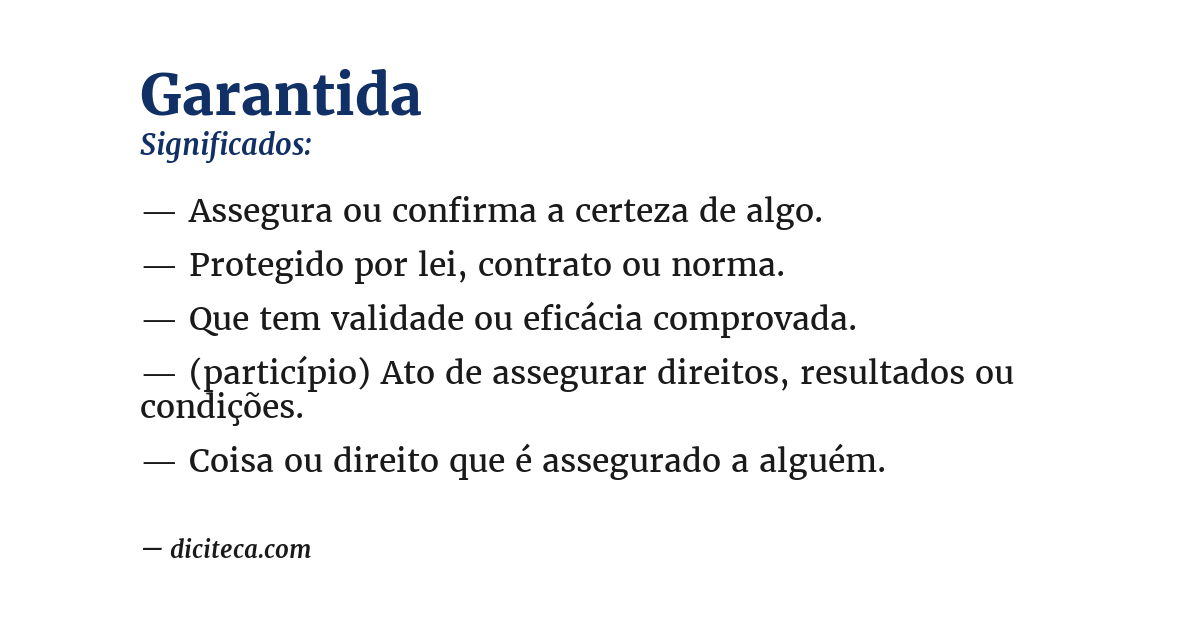 Significado de garantida
