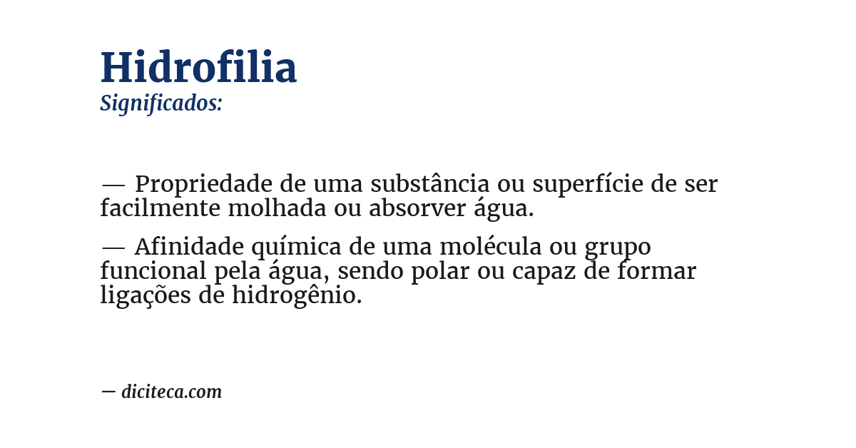 Significado de hidrofilia