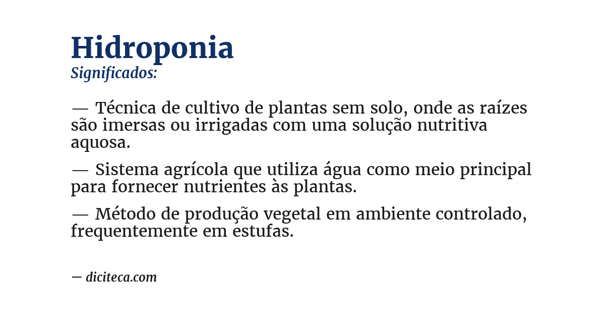 Significado de hidroponia