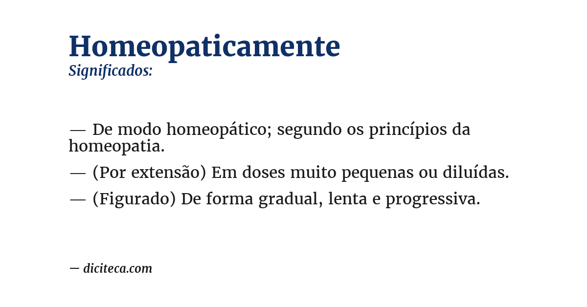 Significado de homeopaticamente