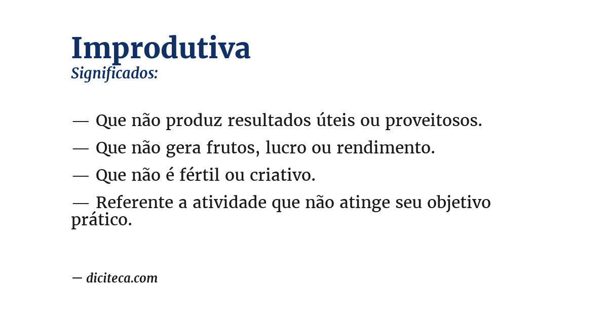 Significado de improdutiva