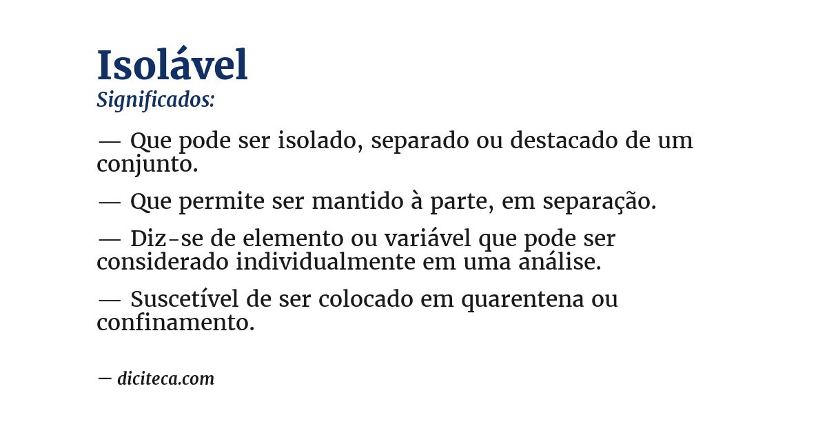 Significado de isolável
