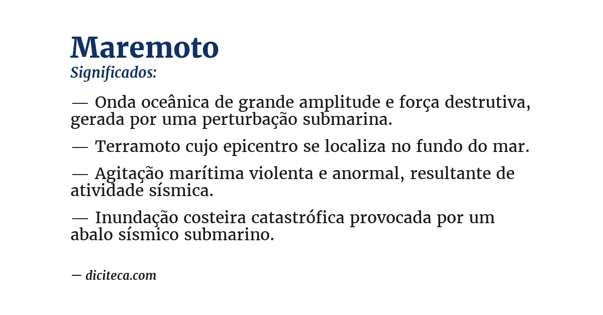 Significado de maremoto