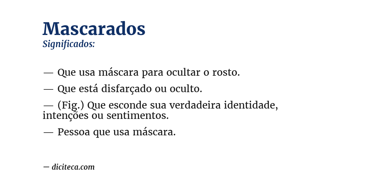 Significado de mascarados