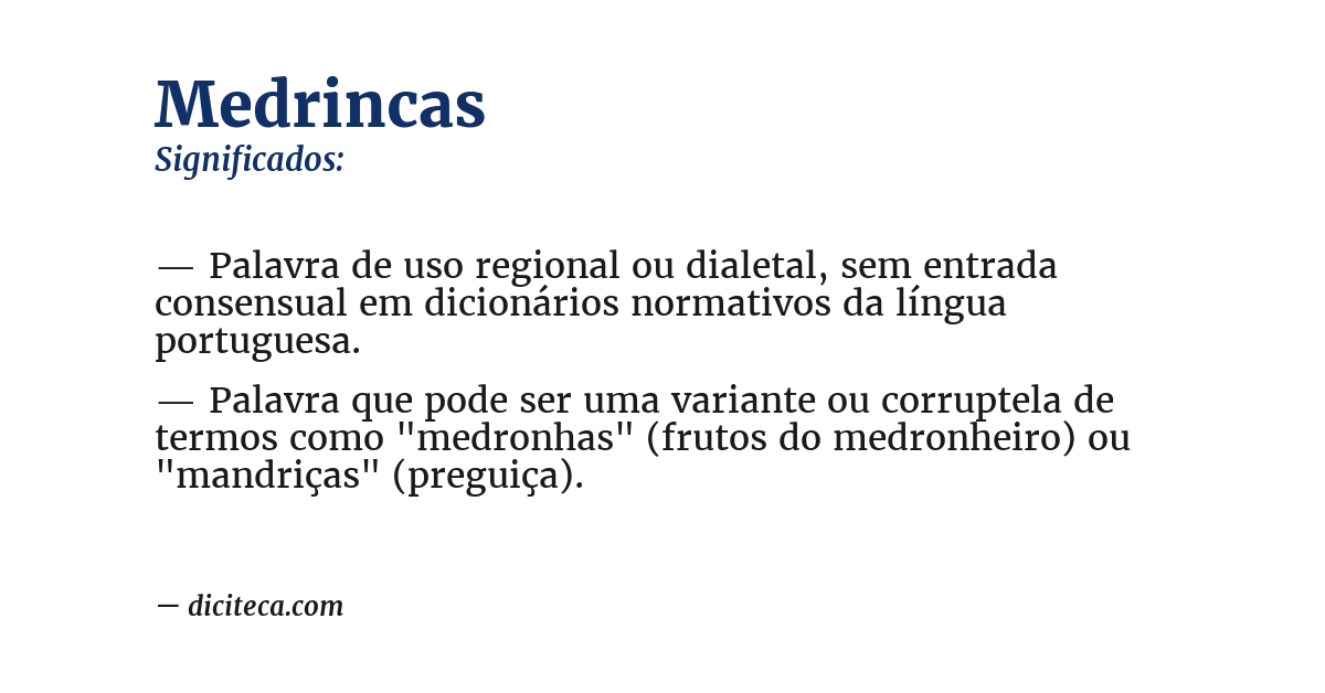 Significado de medrincas