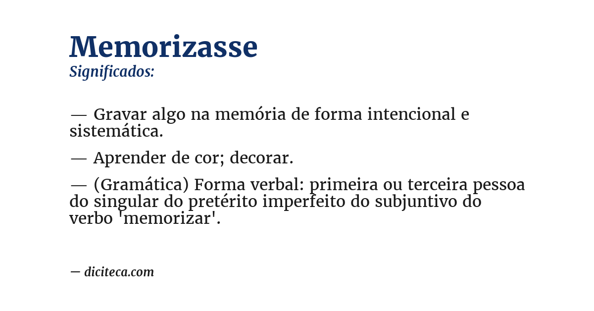 Significado de memorizasse