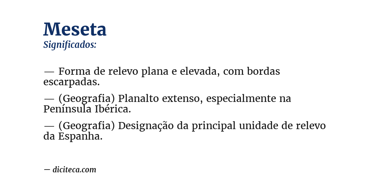 Significado de meseta