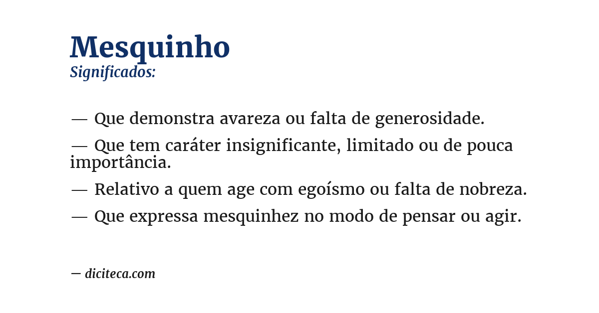 Significado de mesquinho