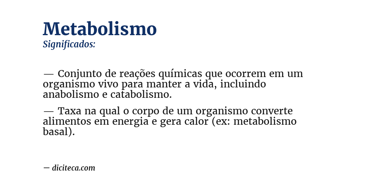 Significado de metabolismo