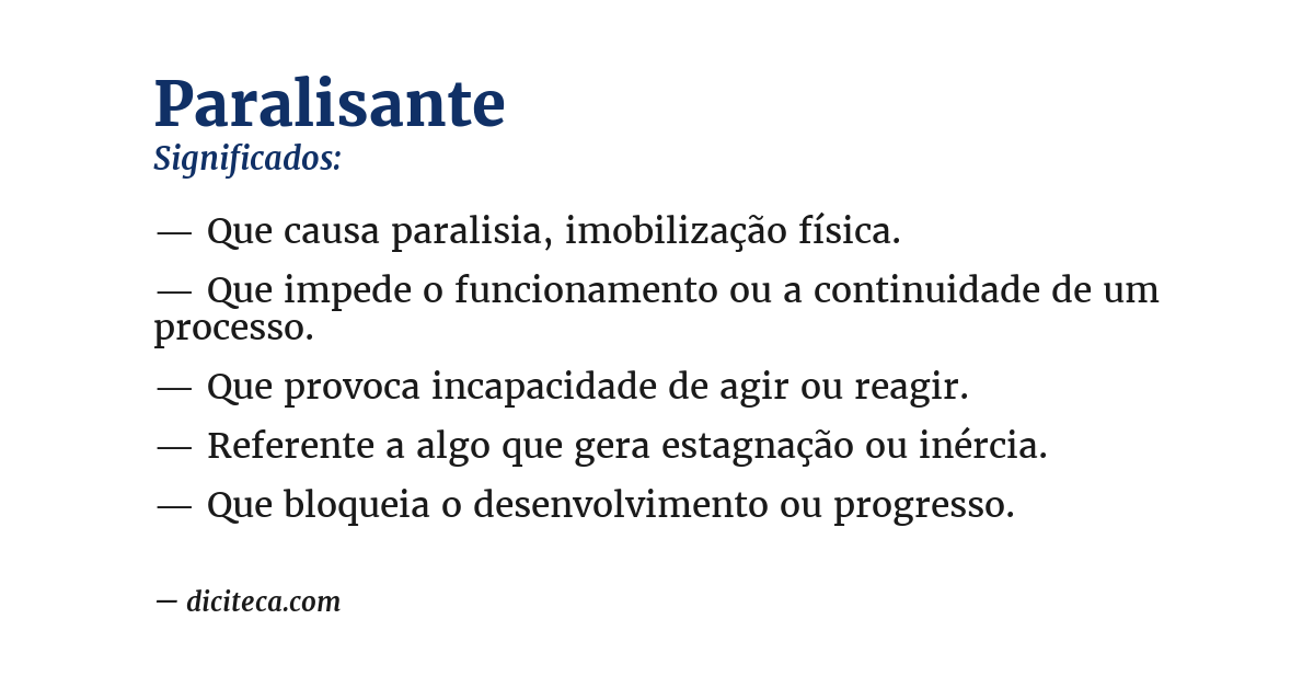 Significado de paralisante