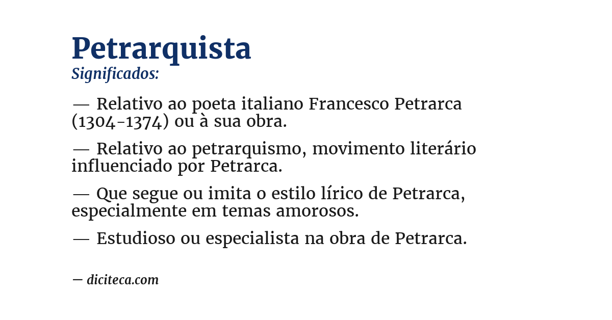 Significado de petrarquista