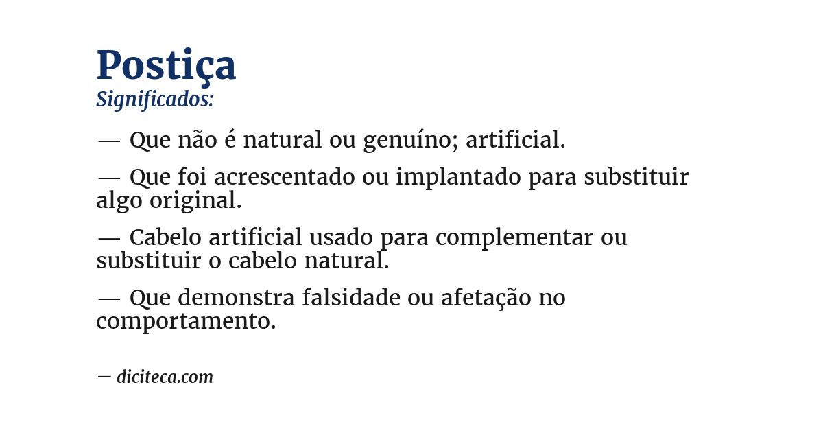 Significado de postiça
