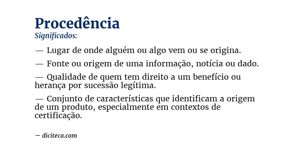 Significado de procedência