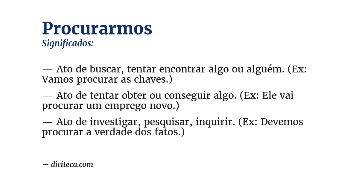 Significado de procurarmos