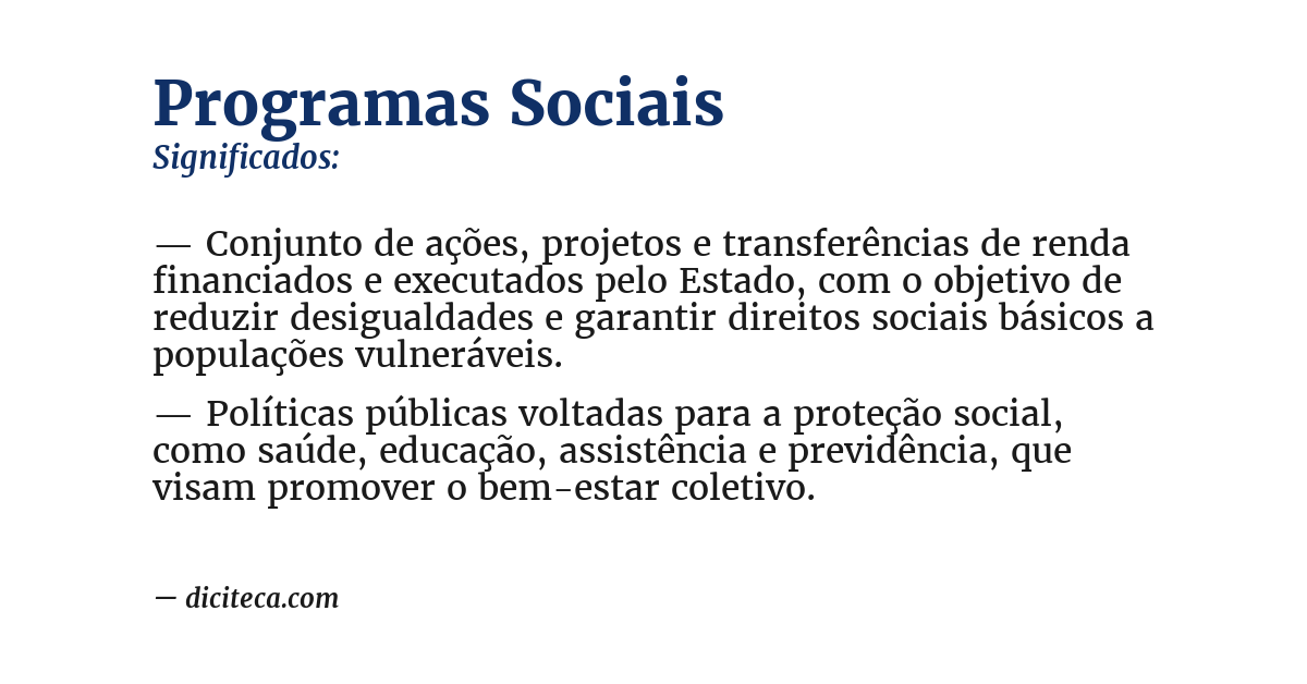Significado de programas sociais