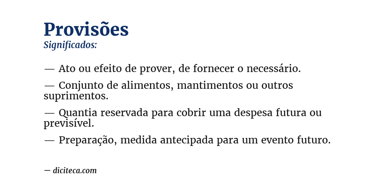 Significado de provisões