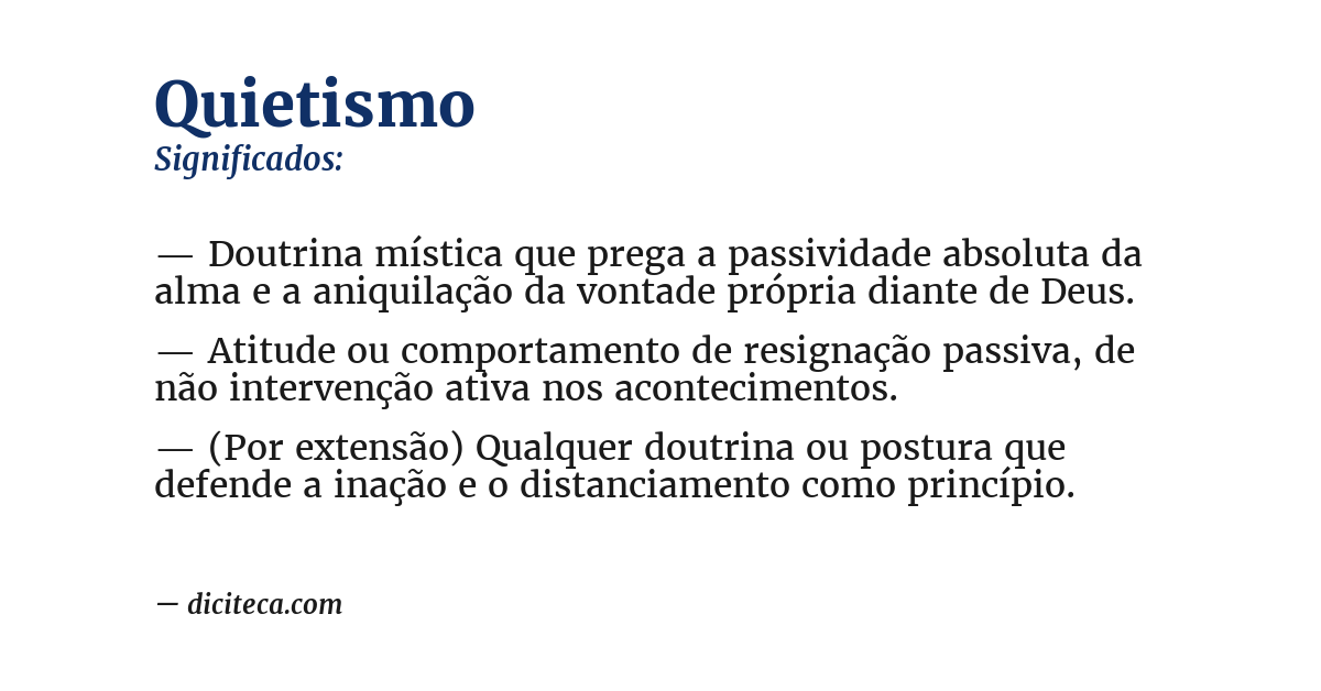 Significado de quietismo