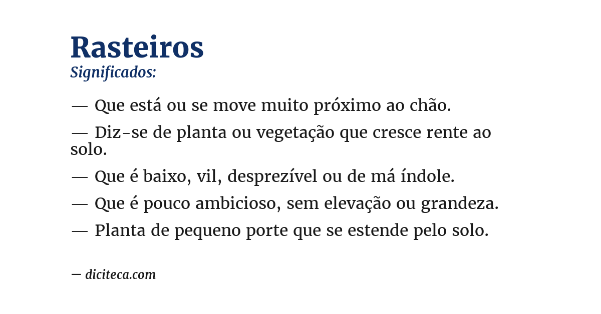 Significado de rasteiros