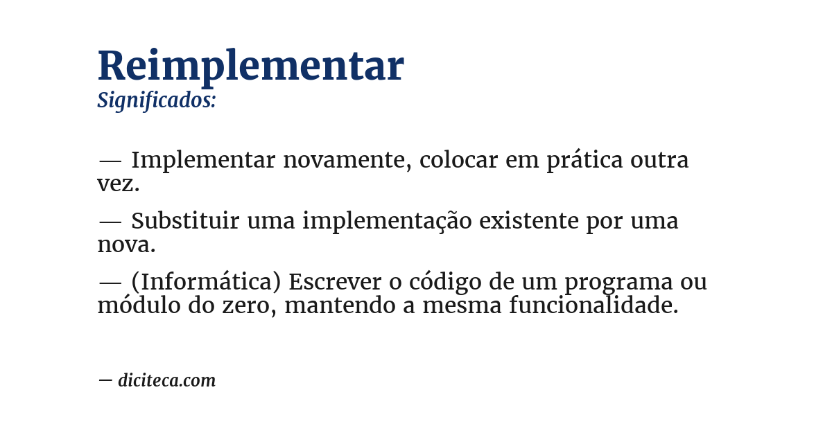 Significado de reimplementar